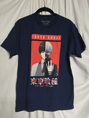 Tokyo Ghoul Ken Kaneki Funimation M TShirt, Navy Blue With Red Design